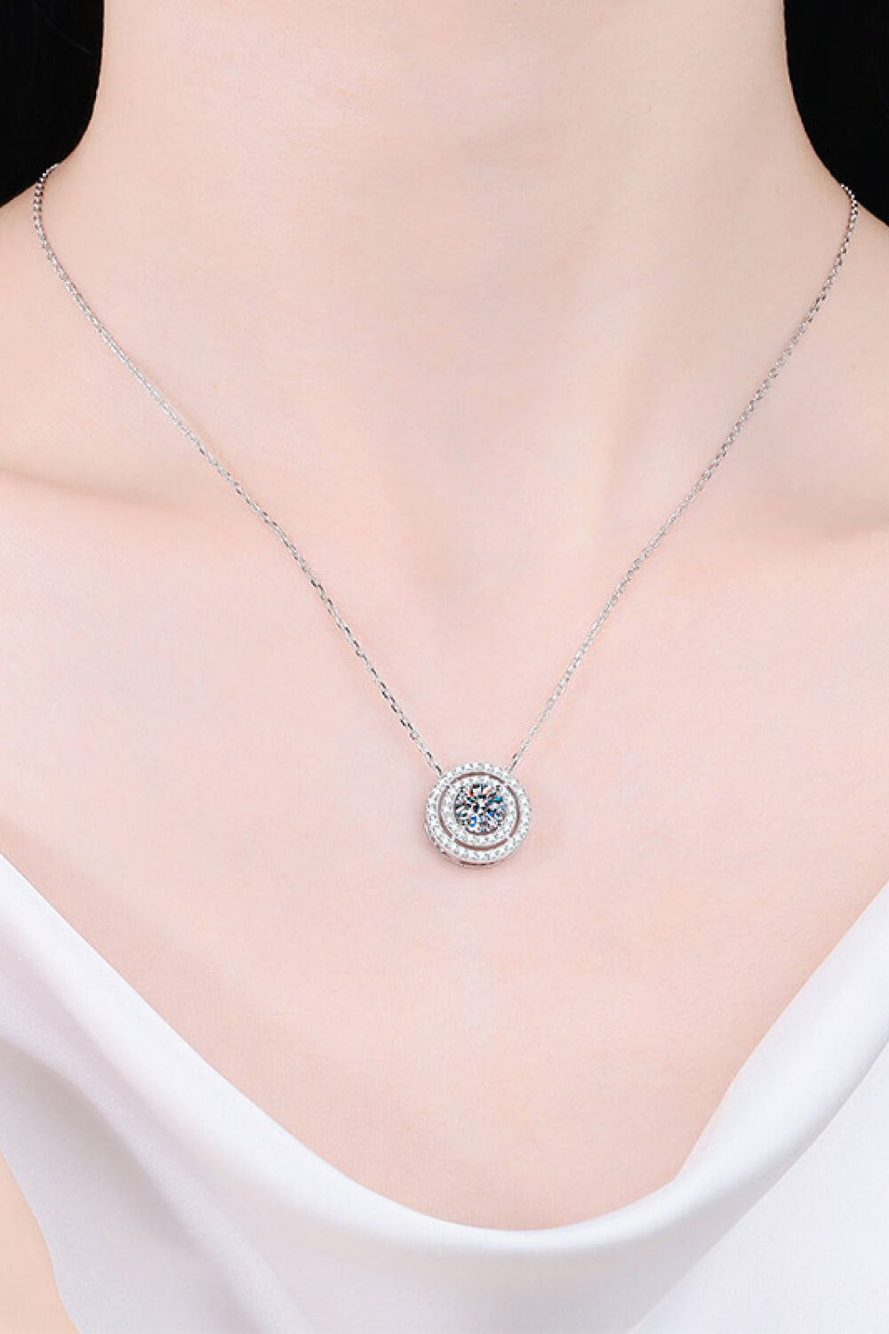 Sparkala™ Round Pendant Rhodium-Plated Necklace - DestGlow