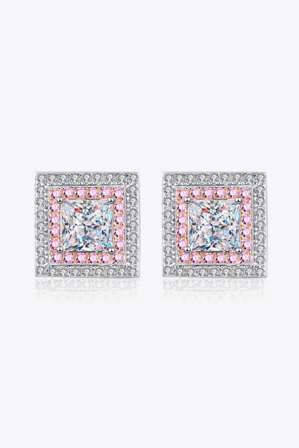 Sparkala™ Square Stud Earrings (Platinum-Plated Fine Silver) - DestGlow