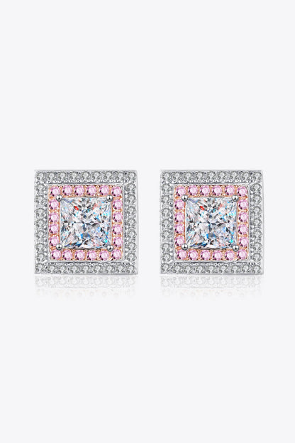 Sparkala™ Square Stud Earrings (Platinum-Plated Fine Silver) - DestGlow