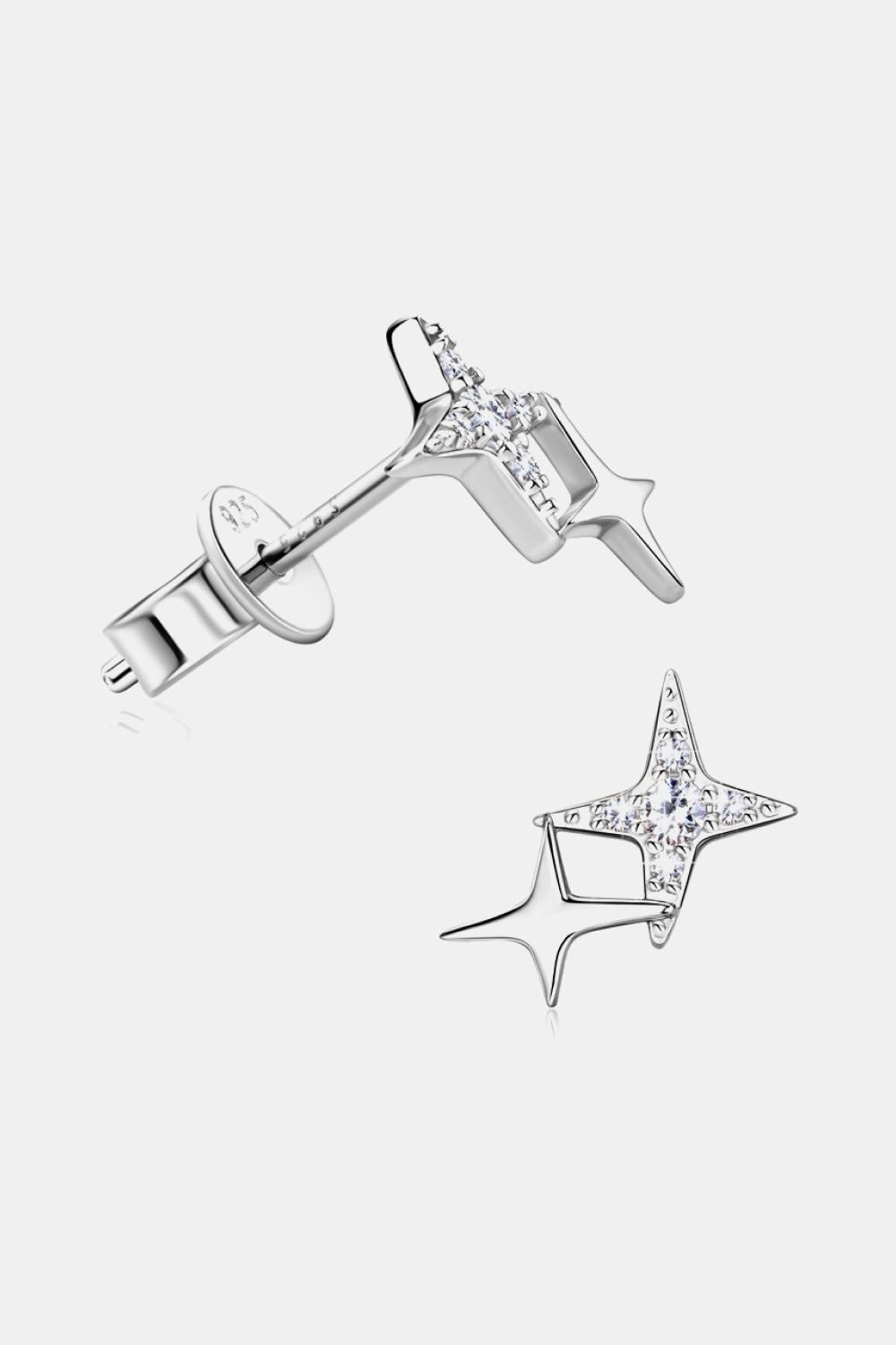 Sparkala™ Platinum-Plated 925 Sterling Silver Star Shape Earrings - DestGlow