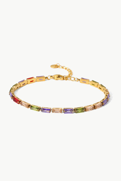 18K Gold Plated Multicolored Cubic Zirconia Bracelet by Sparkala