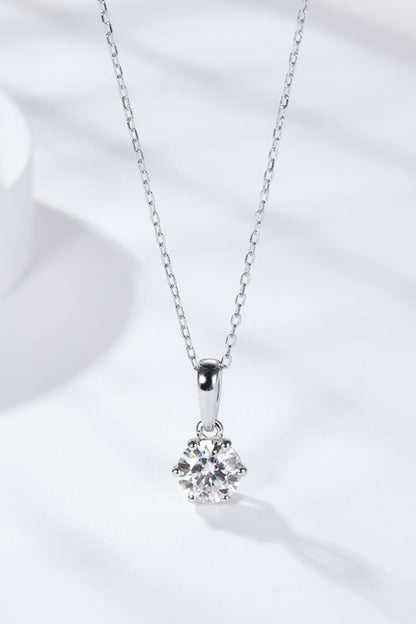2 Carat 6-Prong Sparkala™ Pendant Necklace (Platinum-Plated Fine Silver) - DestGlow