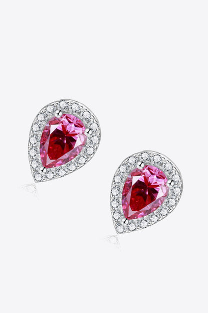 2 Carat Sparkala™ Teardrop Stud Earrings in Rose (Platinum-Plated Fine Silver) - DestGlow