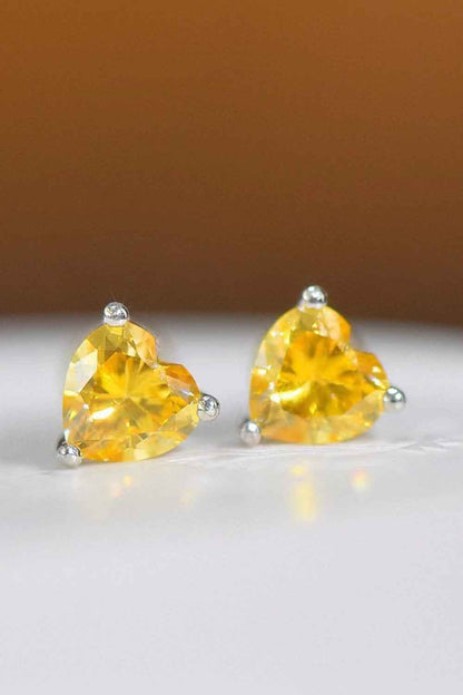 2 Carat Yellow Heart Sparkala™ Platinum-Plated Earrings