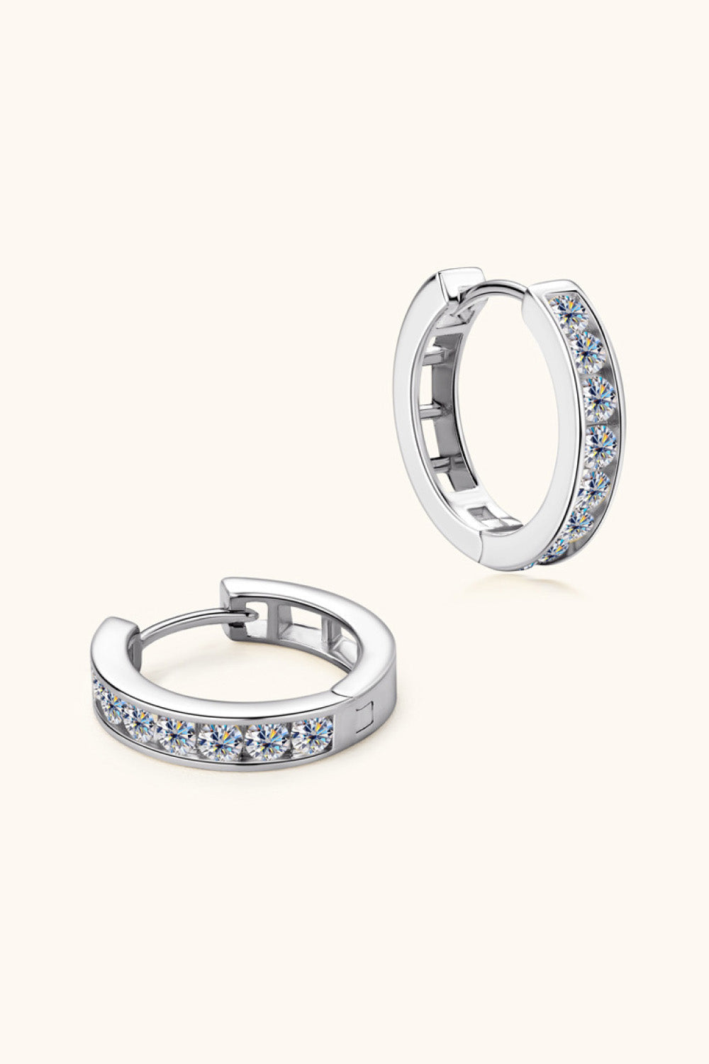 Sparkala™ Platinum-Plated 925 Sterling Silver Huggie Earrings - DestGlow