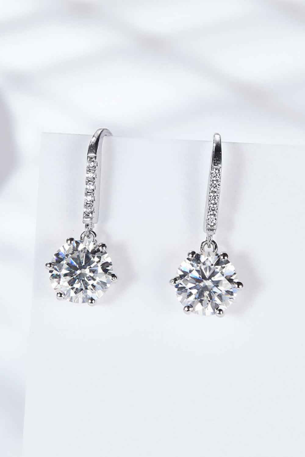 6-Prong Sparkala™ Drop Earrings (Platinum-Plated Fine Silver)