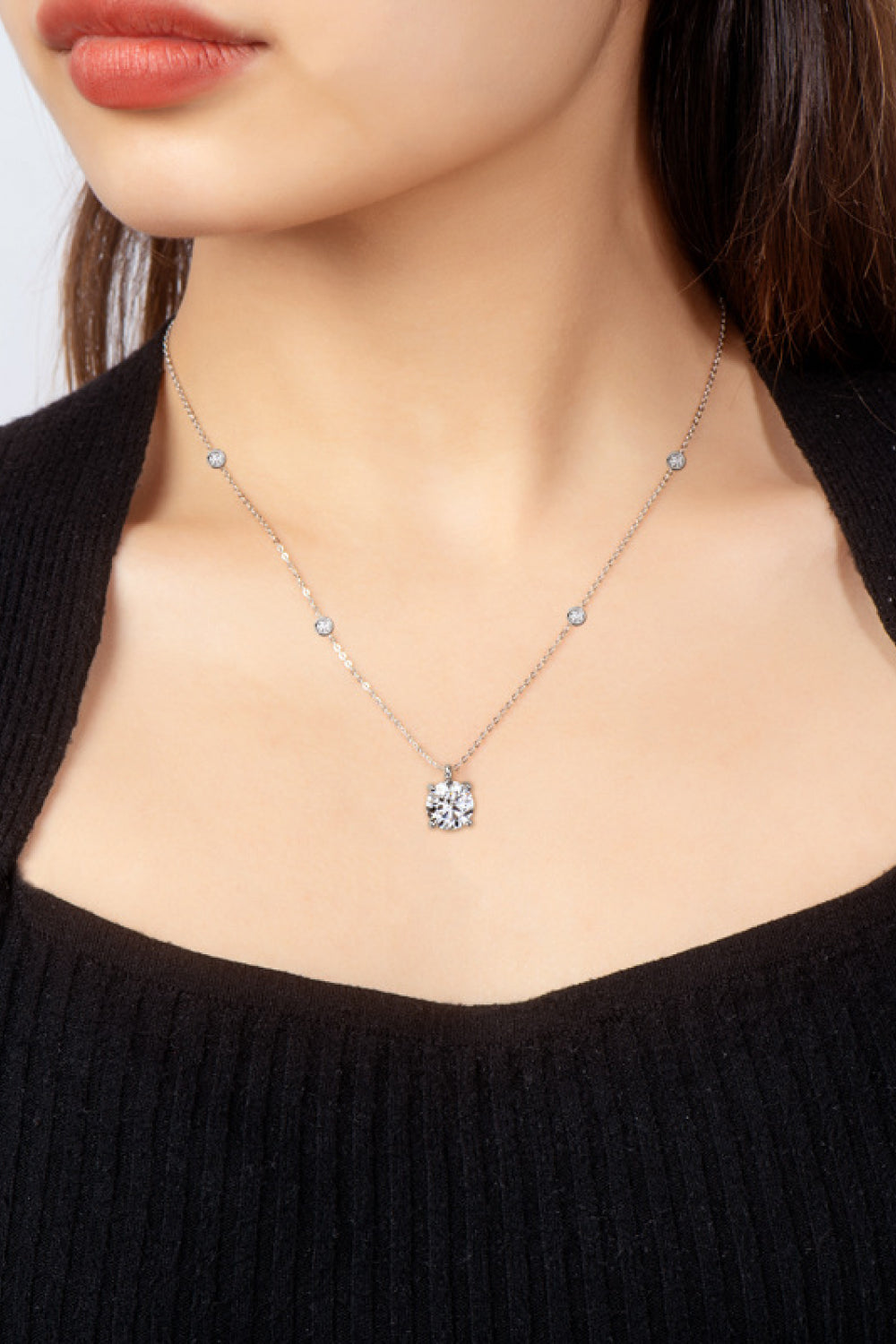 2 Carat Sparkala™ 4-Prong 925 Sterling Silver Necklace (Platinum-Plated Fine Silver) - DestGlow