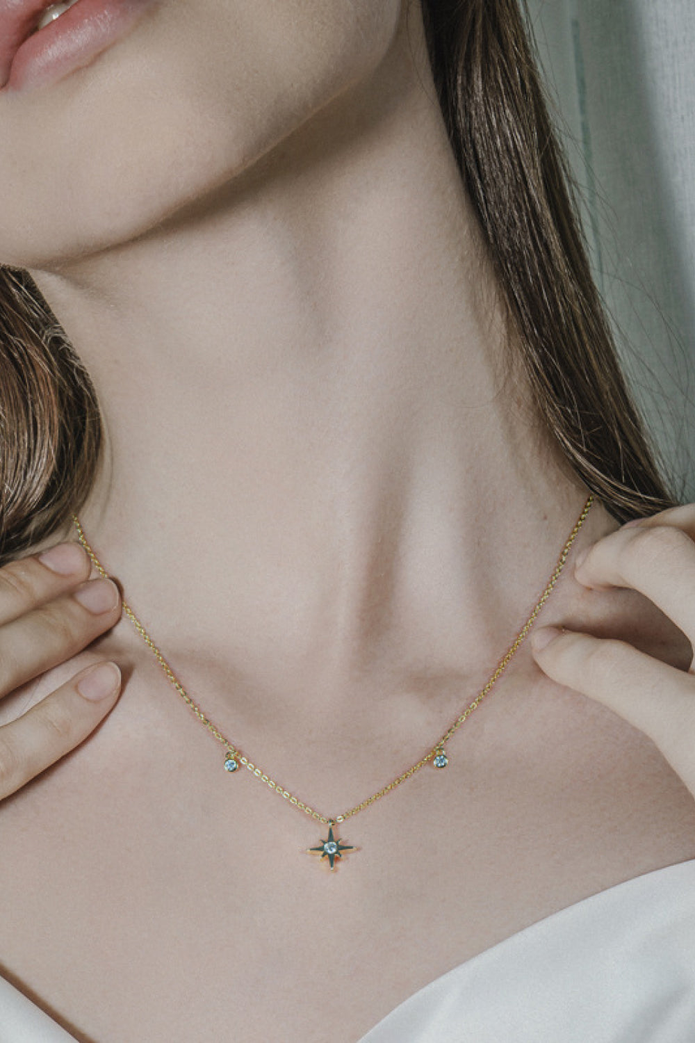 Sparkala™ North Star Pendant Platinum-Plated 925 Sterling Silver Necklace - DestGlow