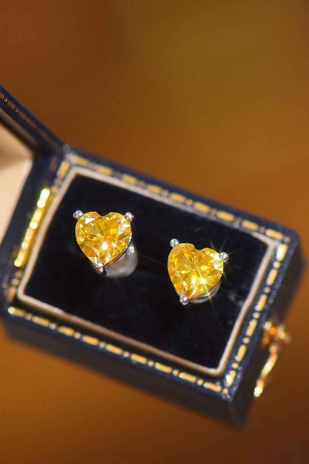 2 Carat Yellow Heart Sparkala™ Platinum-Plated Earrings