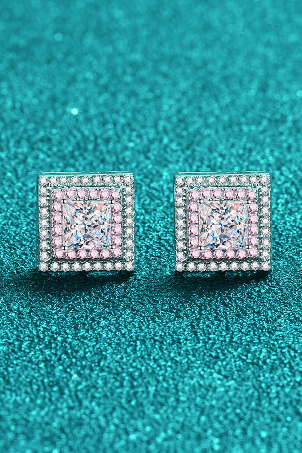 Sparkala™ Square Stud Earrings (Platinum-Plated Fine Silver) - DestGlow