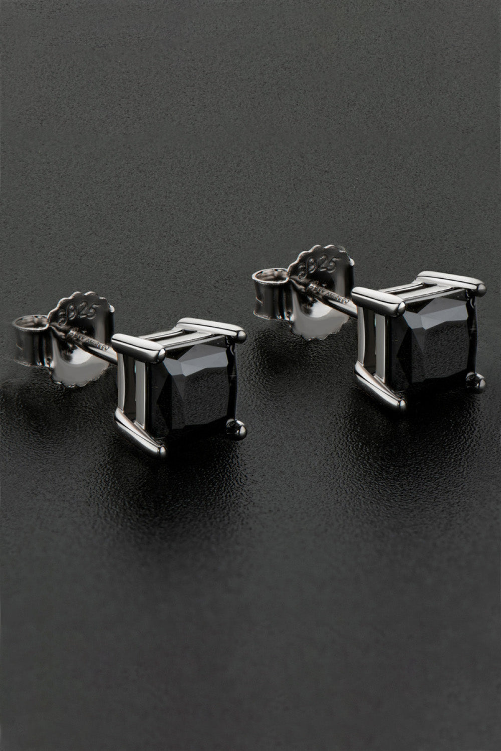 925 Sterling Silver Square Sparkala™ Stud Earrings (Platinum-Plated Fine Silver) - DestGlow