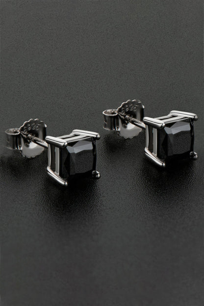925 Sterling Silver Square Sparkala™ Stud Earrings (Platinum-Plated Fine Silver) - DestGlow