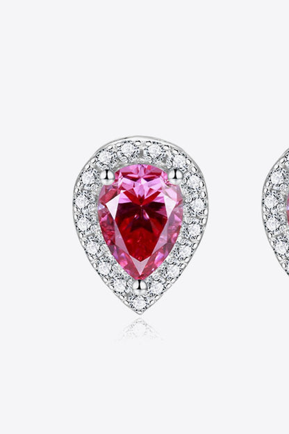 2 Carat Sparkala™ Teardrop Stud Earrings in Rose (Platinum-Plated Fine Silver) - DestGlow