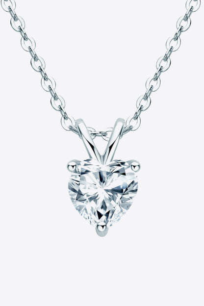 1 Carat Sparkala™ Heart-Shaped Pendant Necklace (Platinum-Plated Fine Silver) - DestGlow