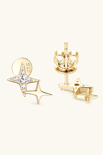 Sparkala™ Platinum-Plated 925 Sterling Silver Star Shape Earrings - DestGlow