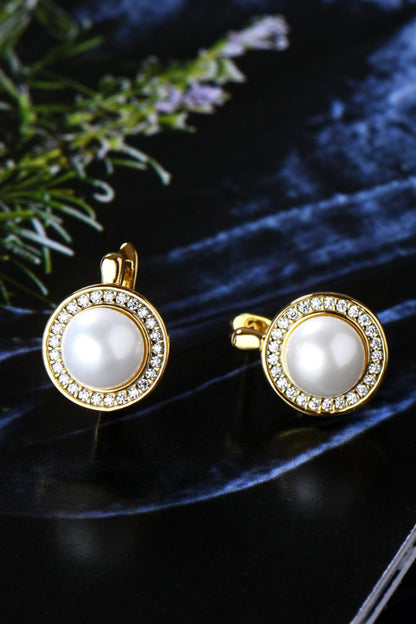 Sparkala™ Pearl Platinum-Plated 925 Sterling Silver Earrings - DestGlow