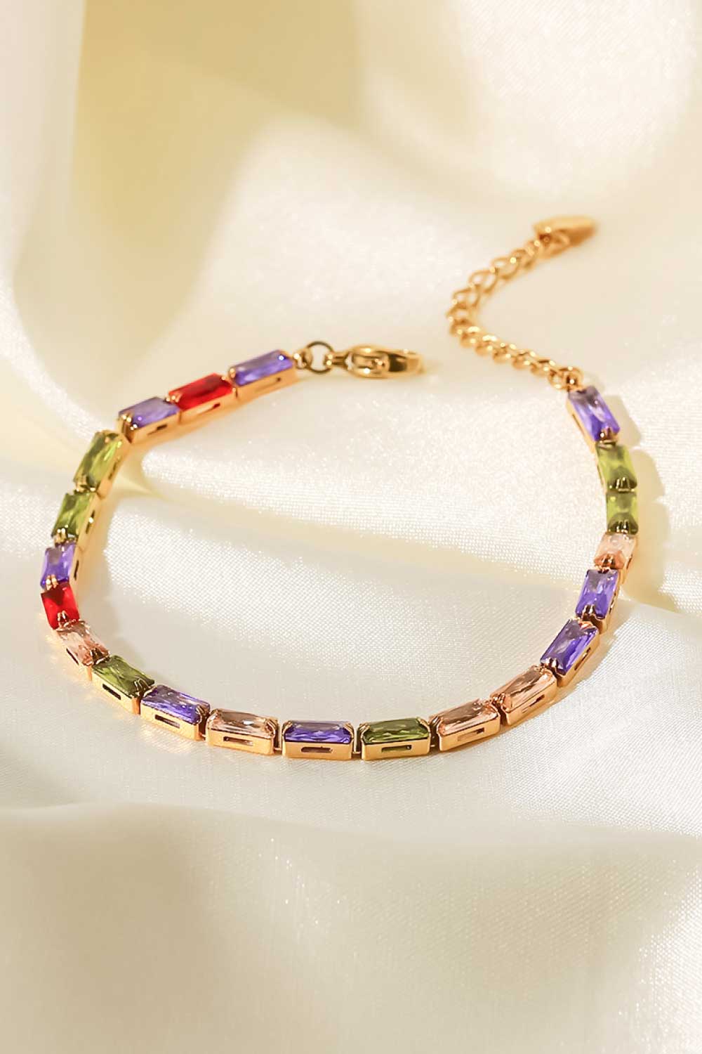 18K Gold Plated Multicolored Cubic Zirconia Bracelet by Sparkala