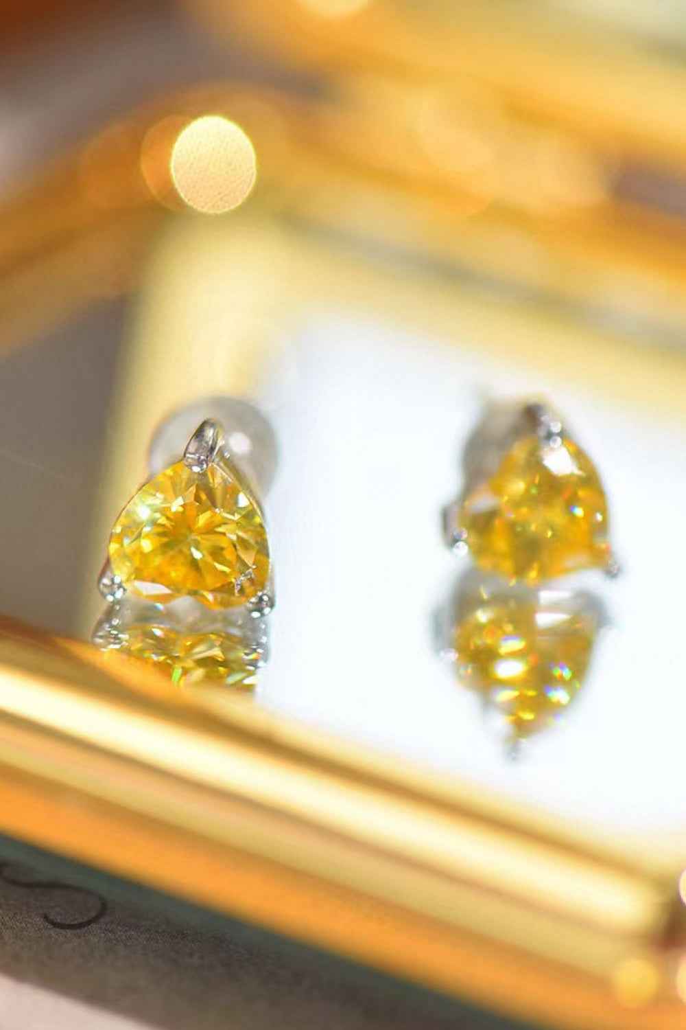 2 Carat Yellow Heart Sparkala™ Platinum-Plated Earrings