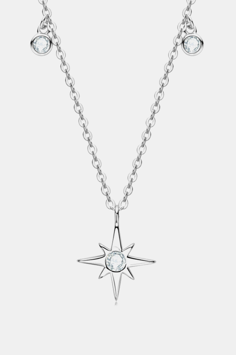 Sparkala™ North Star Pendant Platinum-Plated 925 Sterling Silver Necklace - DestGlow