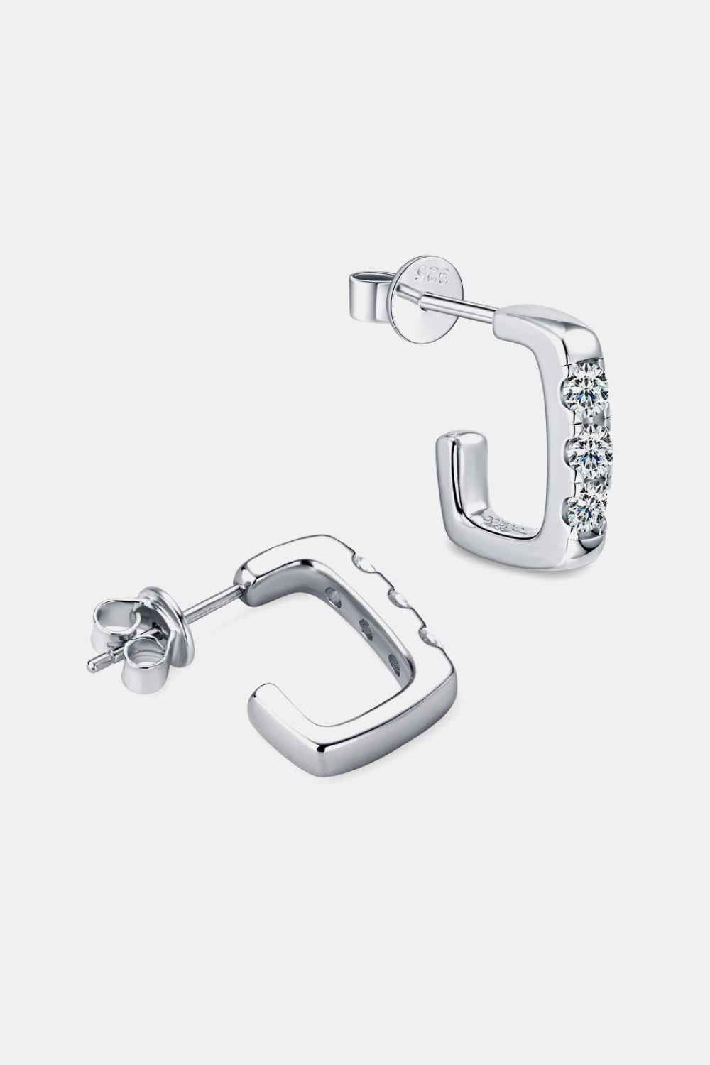 Sparkala™ Platinum-Plated 925 Sterling Silver Geometrical Huggie Earrings