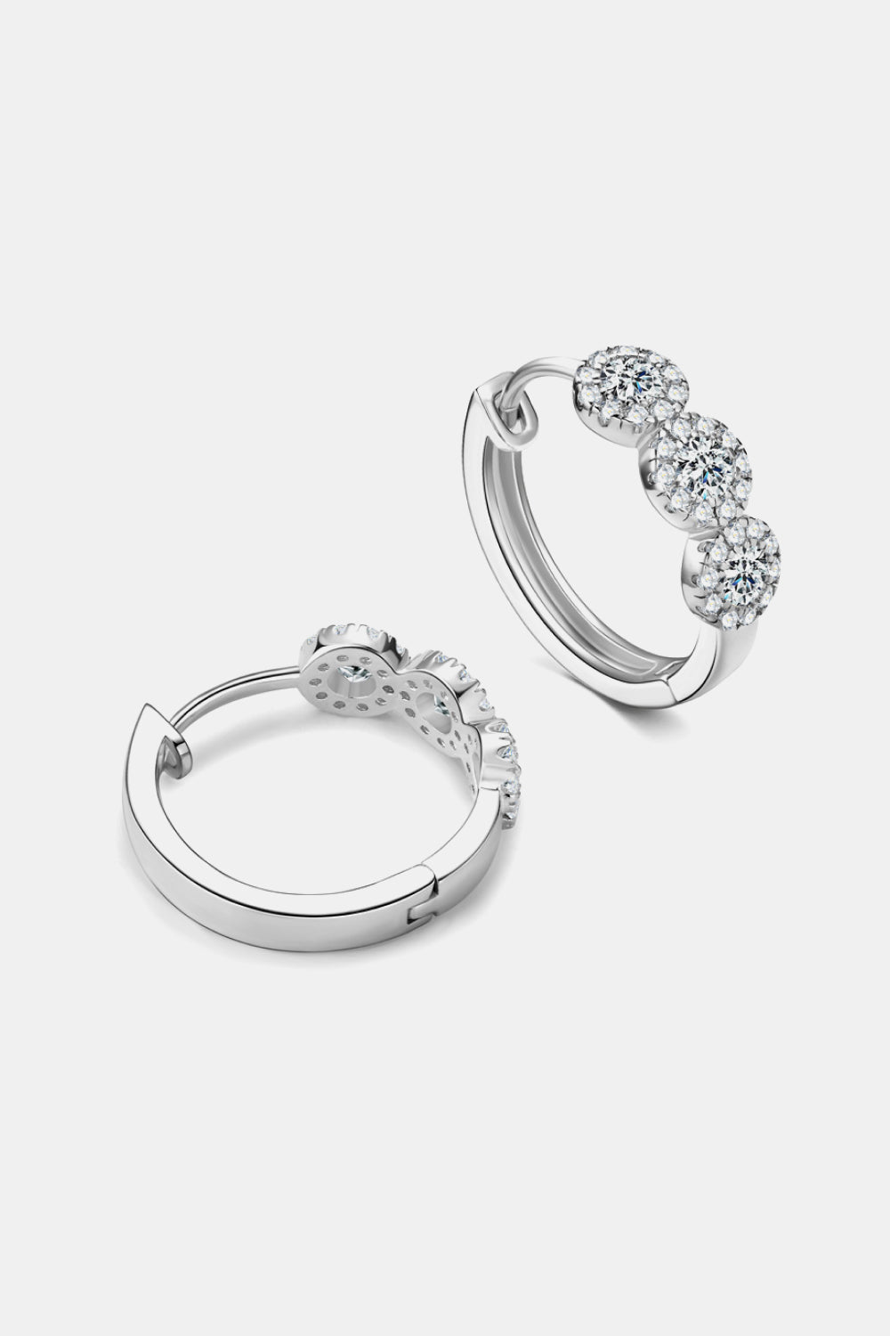 Sparkala™ Platinum-Plated 925 Sterling Silver Huggie Earrings - DestGlow