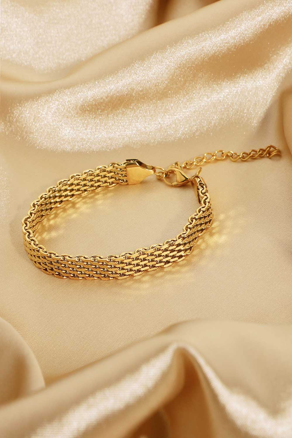 18K Gold-Plated Wide Chain Bracelet - DestGlow