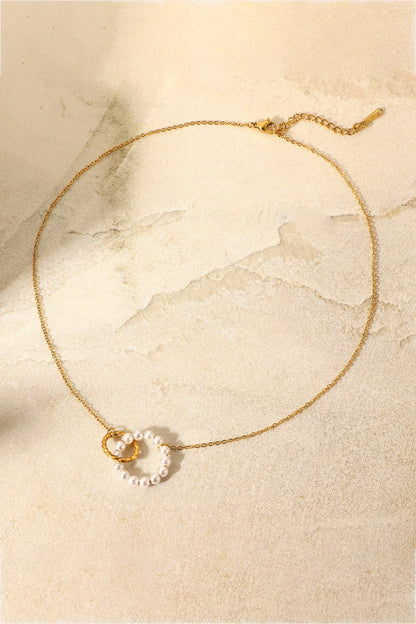 Pearl Hoop Link Pendant Necklace - DestGlow