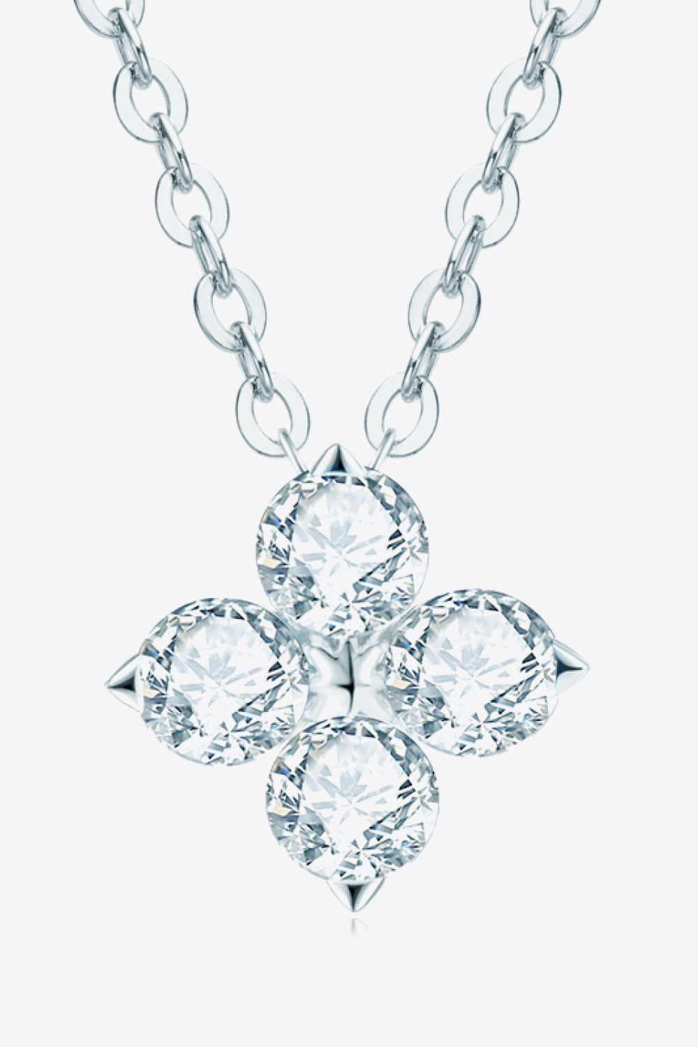Sparkala™ Four Leaf Clover Pendant Necklace (Platinum-Plated Fine Silver) - DestGlow