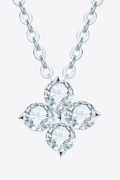 Sparkala™ Four Leaf Clover Pendant Necklace (Platinum-Plated Fine Silver) - DestGlow