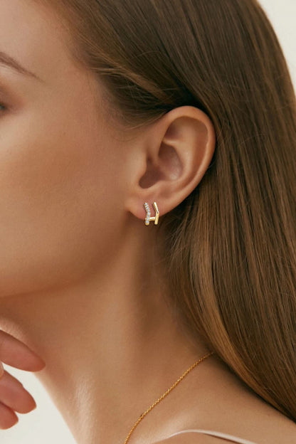 Sparkala™ Platinum-Plated 925 Sterling Silver Double-Layered Earrings - DestGlow