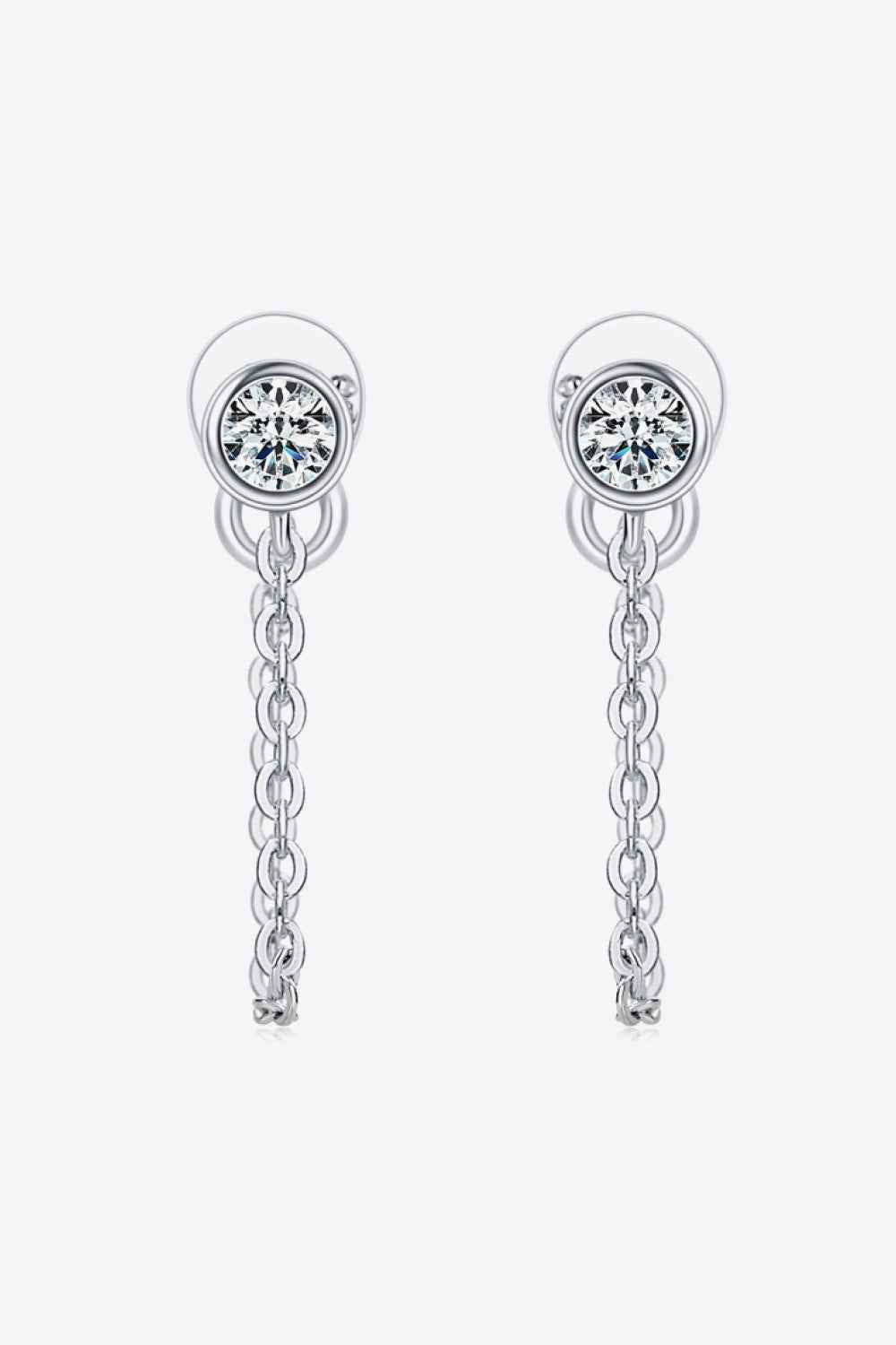 Inlaid Sparkala™ Chain Earrings (Platinum-Plated Fine Silver)