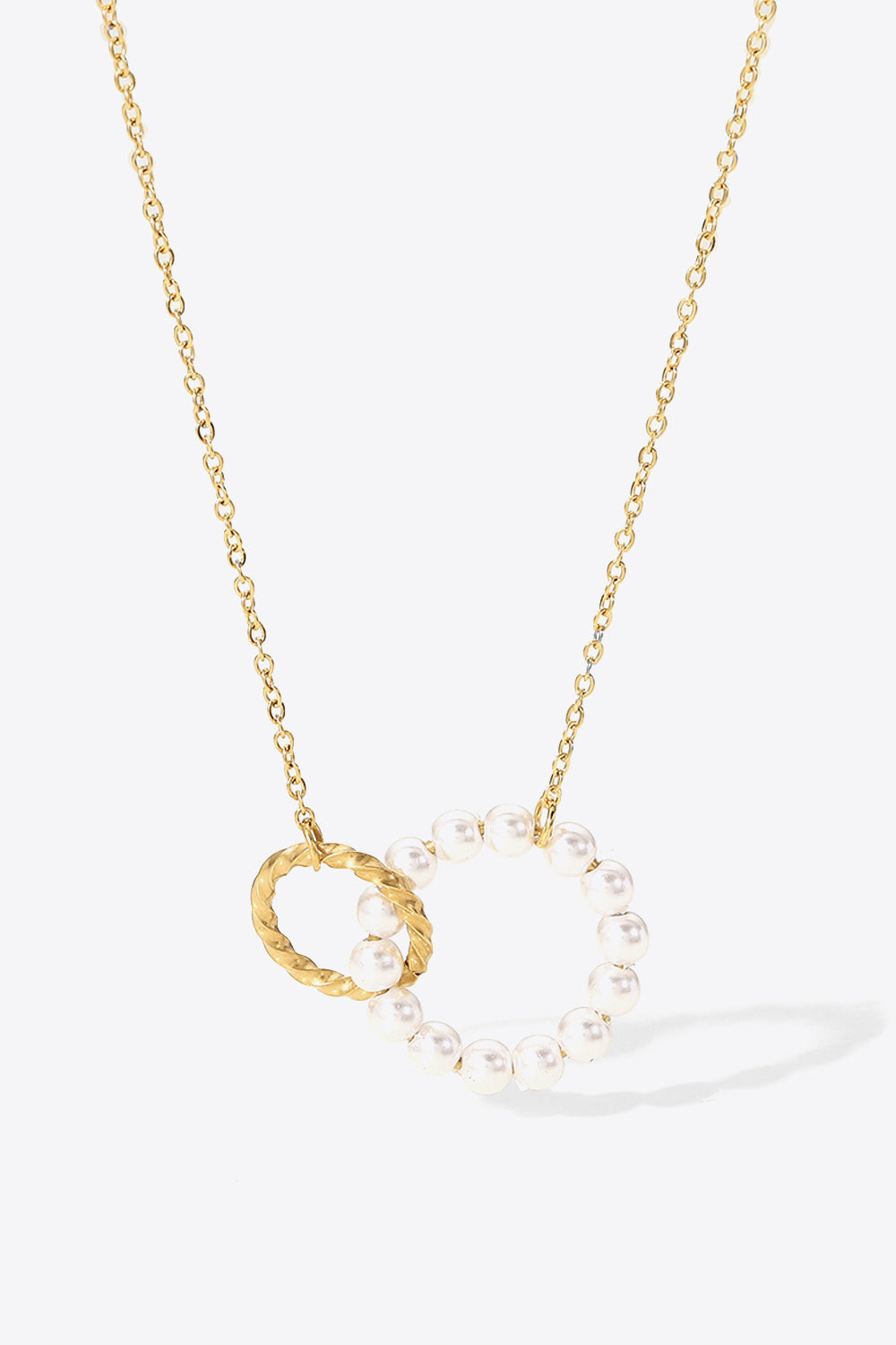 Pearl Hoop Link Pendant Necklace - DestGlow