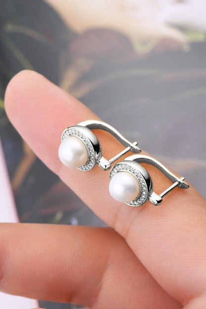 Sparkala™ Pearl Platinum-Plated 925 Sterling Silver Earrings - DestGlow