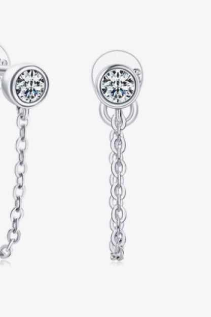 Inlaid Sparkala™ Chain Earrings (Platinum-Plated Fine Silver)