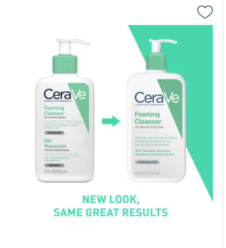 Cerave Foaming Daily Gel Cleanser for Normal to Oily Skin