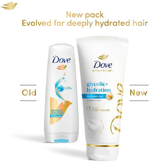 Dove Glycolic + Hydration Conditioner With 5% Hydra-Glycol For Upto 100 Hours Of Hydrated, Fluid Hair