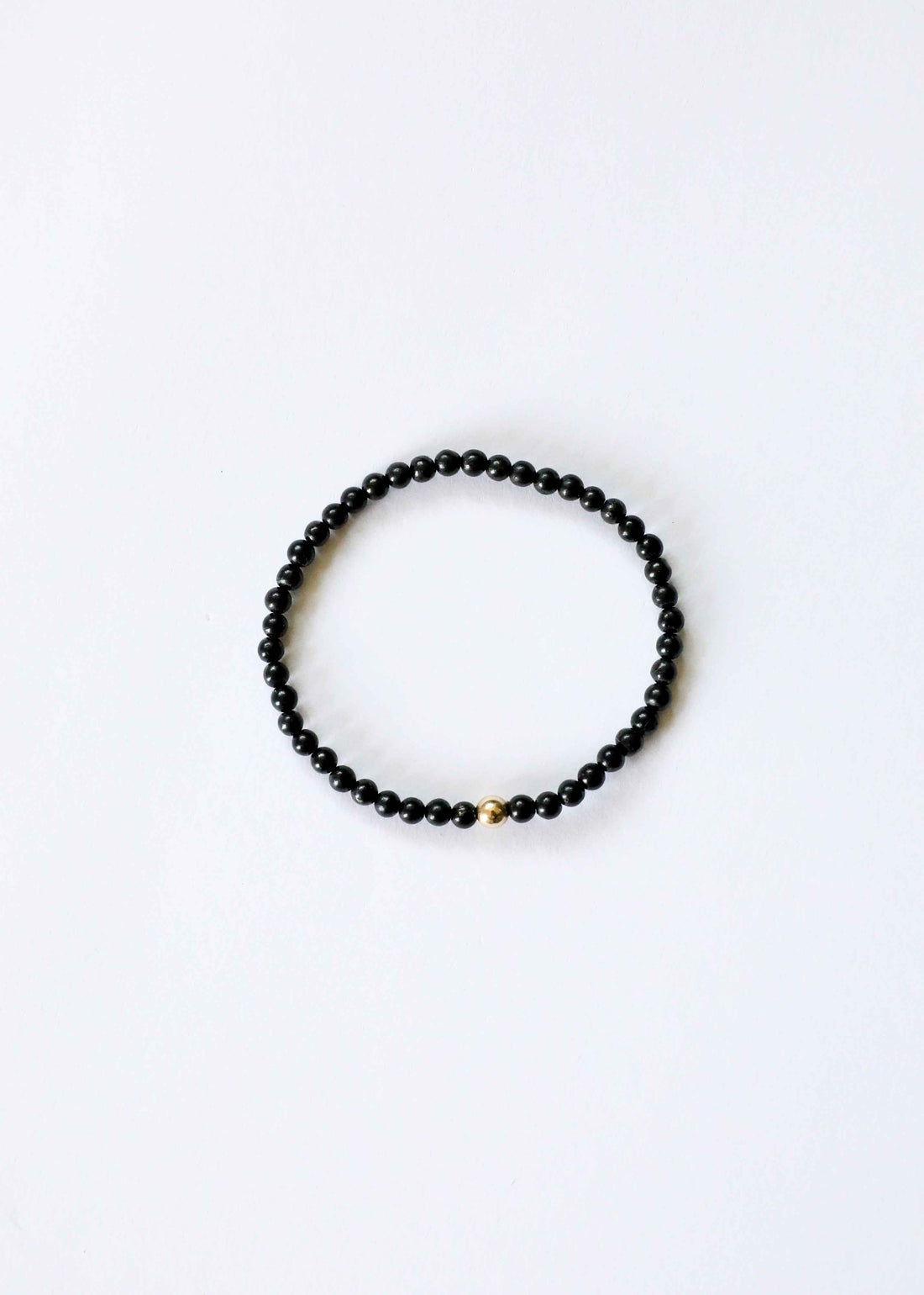 Dainty Shungite + 14K Gold Filled || Beaded Stretch Bracelet