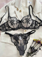 Noir Enchanté 2-Piece Lace Lingerie Set - lingerie & underwear