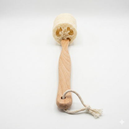 Natural Loofah Bath Brush w/Long Handle. by BeNat