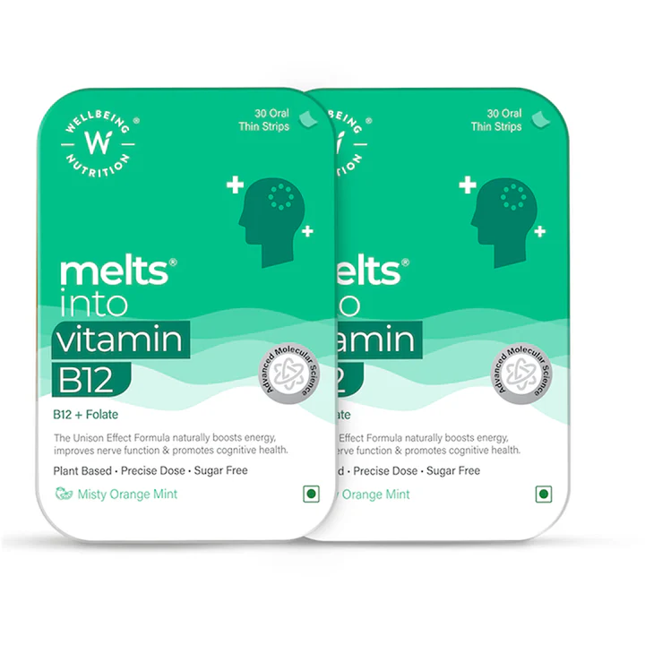 Wellbeing Nutrition Melts Vegan Vitamin B12 Thin Strips-Misty Orange Mint Flavor