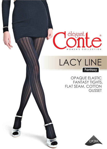 Fantasy Tights Conte Lacy Line - Lace Pattern and Stripes