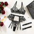 Carmen Lace Lingerie 4 Piece Set Black - lingerie & underwear