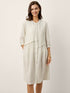 Linen-Lyocell Deconstructed Asymmetric Front Pleat Midi Dress EULALIE by LINTICO