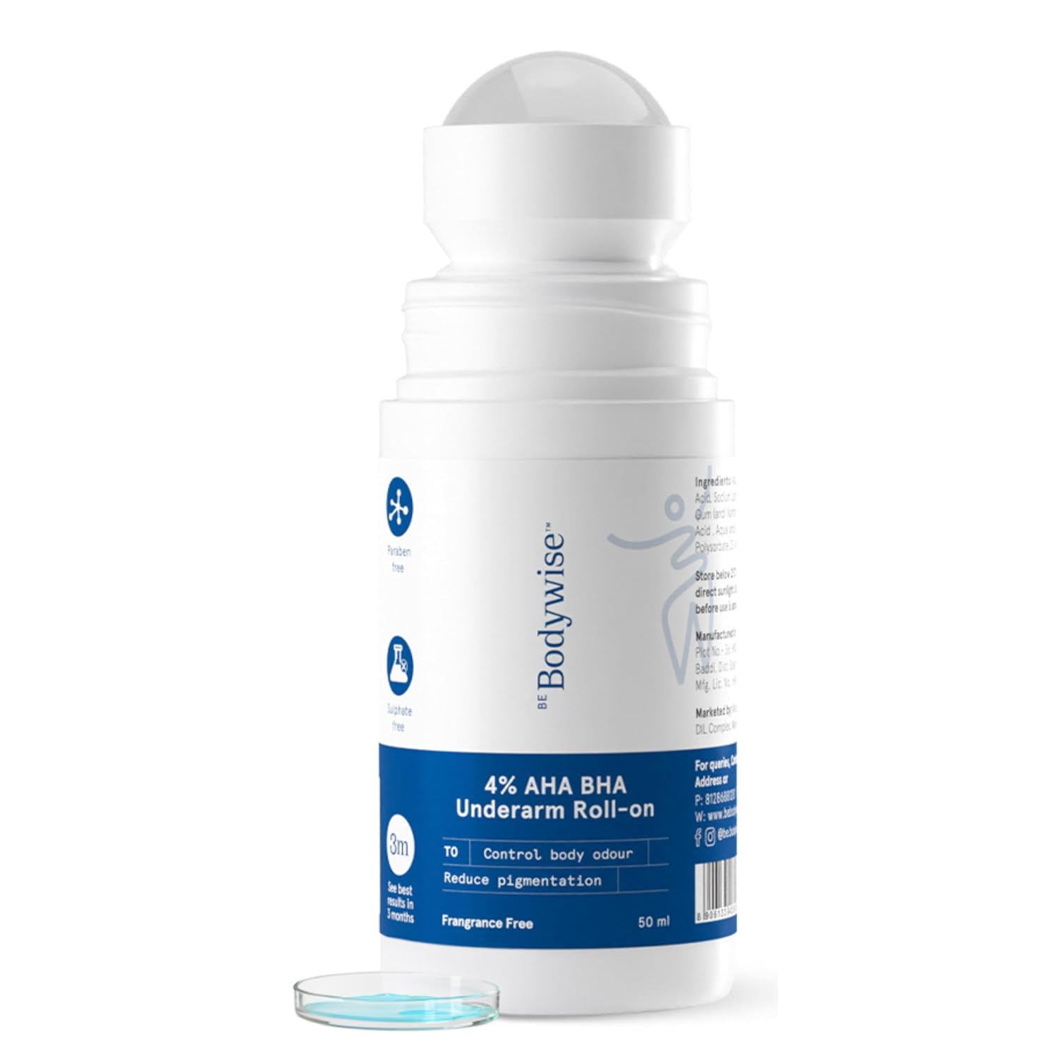 BeBodywise 4% AHA BHA Underarm Roll On - Fragrance Free