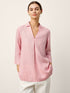 100% Linen Layered Lapel V-neck Sculpted Front Pleat Longline Top ODALYS by LINTICO