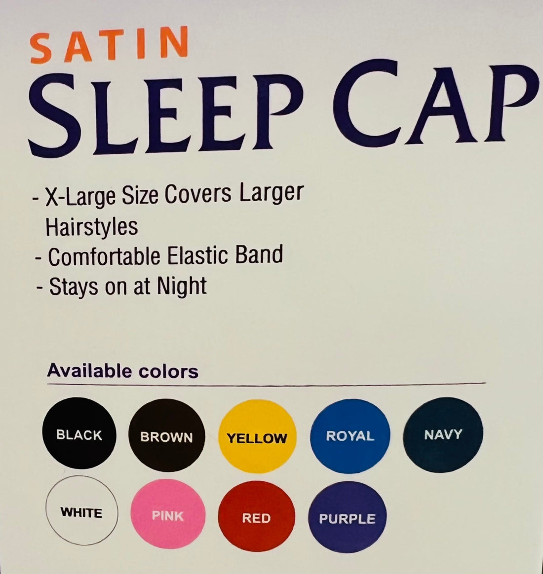 Qfitt X-Large Satin Sleep Cap 