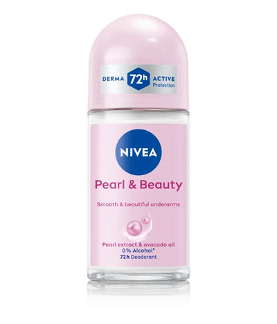 Nivea Pearl and Beauty Deo Roll On With Pearl Extracts & Avocado Oil 48 H Smooth & Beautiful Underarms 0% Alcohol