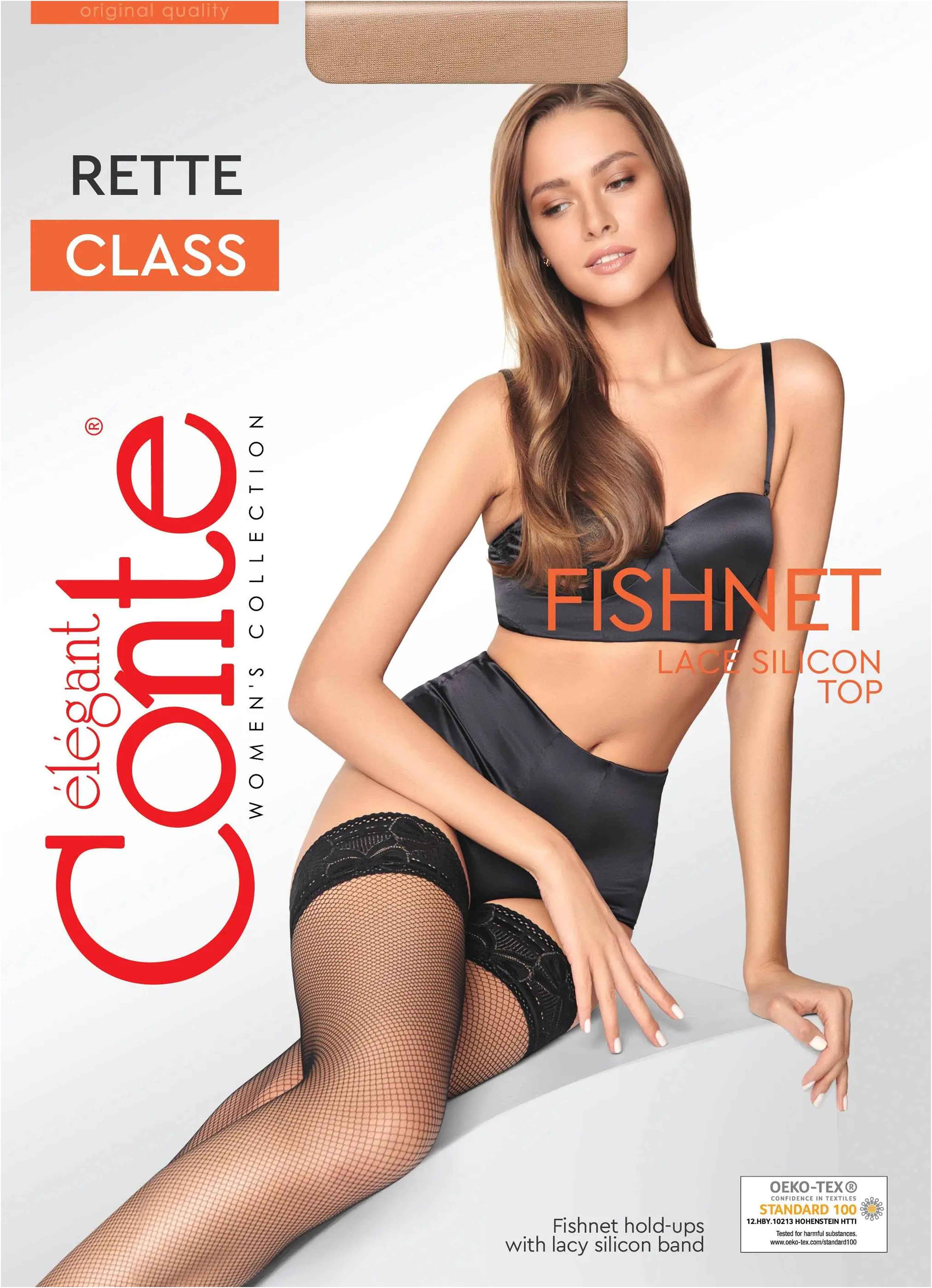 Stockings Conte Class Rette Micro - Fishnet Silicon-Top Thigh High Stay Ups