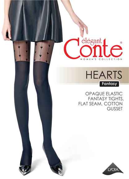 Fantasy Tights Conte Hearts - Imitation of Knee Highs