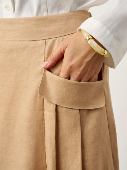 100% Linen Flap Pocket A-Line Skirt IANTHE by LINTICO